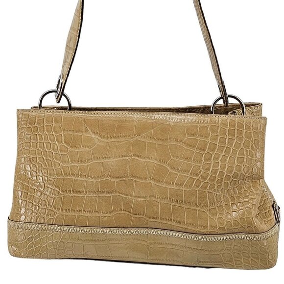 TOMMY HILFIGER Y2K Retro Tan Faux Croco Embossed Shoulder Bag - Picture 2 of 15